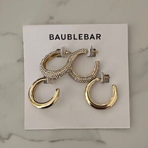 NWT BaubleBar Gold and Silver Hoop Earrings